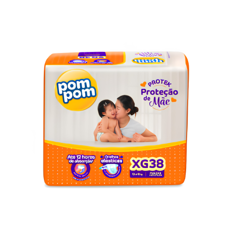 Fralda PomPom Protek Proteção de Mãe Tamanho Mega | Prime Care